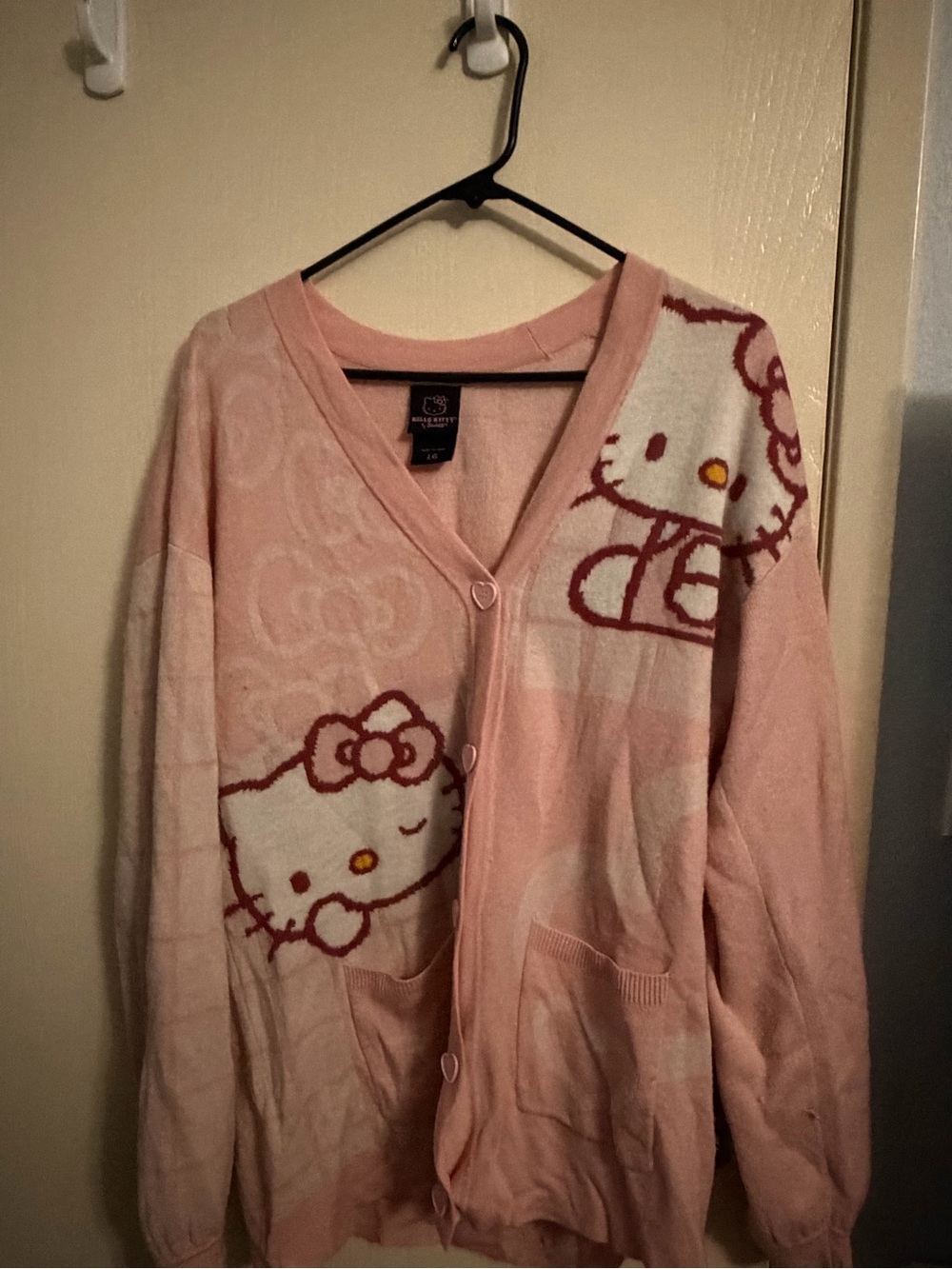 Hello Kitty Light Pink Graphic Button-Up Cardigan